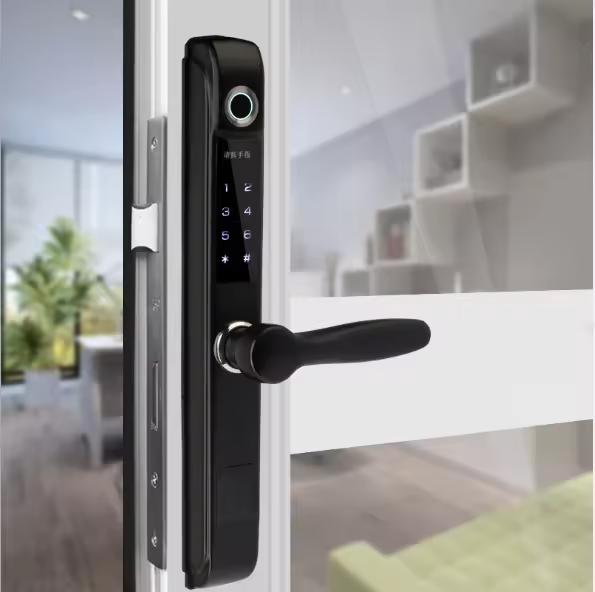 Voice Spoken Fingerprint password Card waterproof Door Lock with Doorbell,Slim Aluminum Finger Print Lock